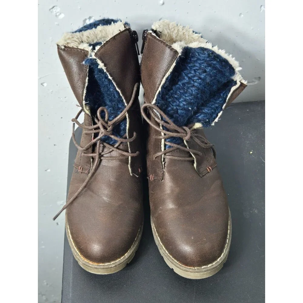 Muk Luks Womens‎ Water Resistant Faux Leather Ankle Booties Size 7 Fall Winter